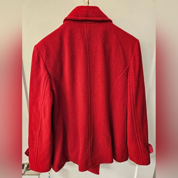 NWT - Anne Klein Wool Blend Red Pea Coat - Size XL - Picture 2 of 14